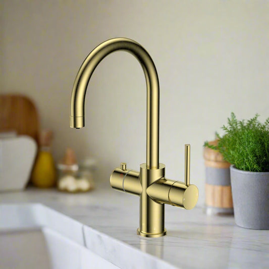 Amara Roecliffe Swan Spout Boiling Water Tap Pack in Brushed Brass