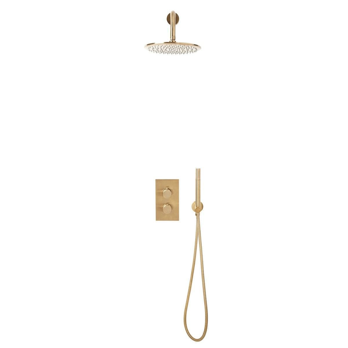 AM00056 - Amara Runswick Round Wall Mounted Shower Set in Brushed Brass - Coa Living