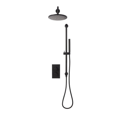 AM00057 - Amara Runswick Round Handle with Head and Handset Riser Kit in Black - Coa Living