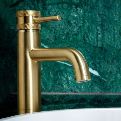 AM00058 - Amara Runswick Tall Mono Basin Mixer Tap in Brushed Brass - Coa Living