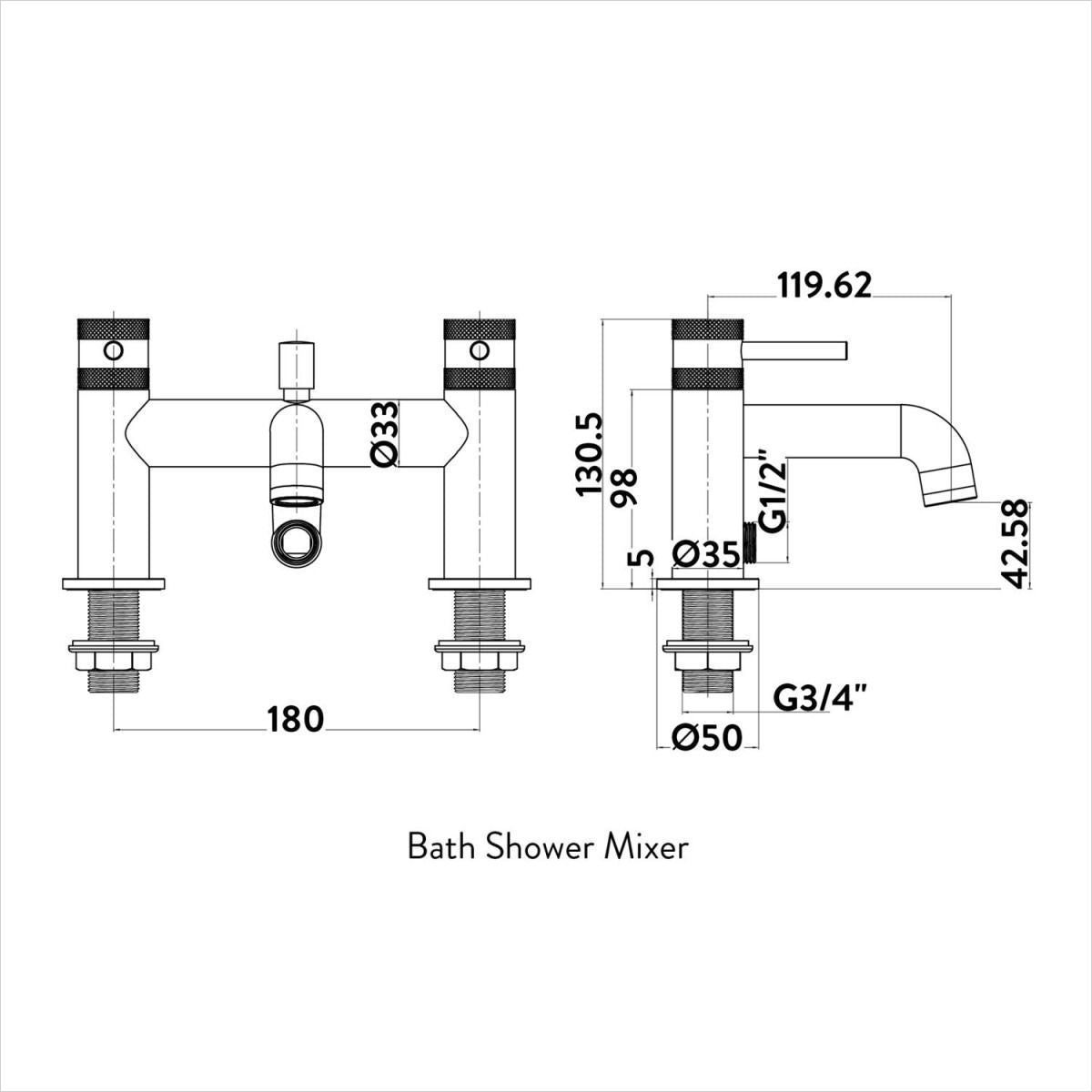 AM00072 - Amara Runswick Bath Shower Mixer Tap in Matt Black - Coa Living