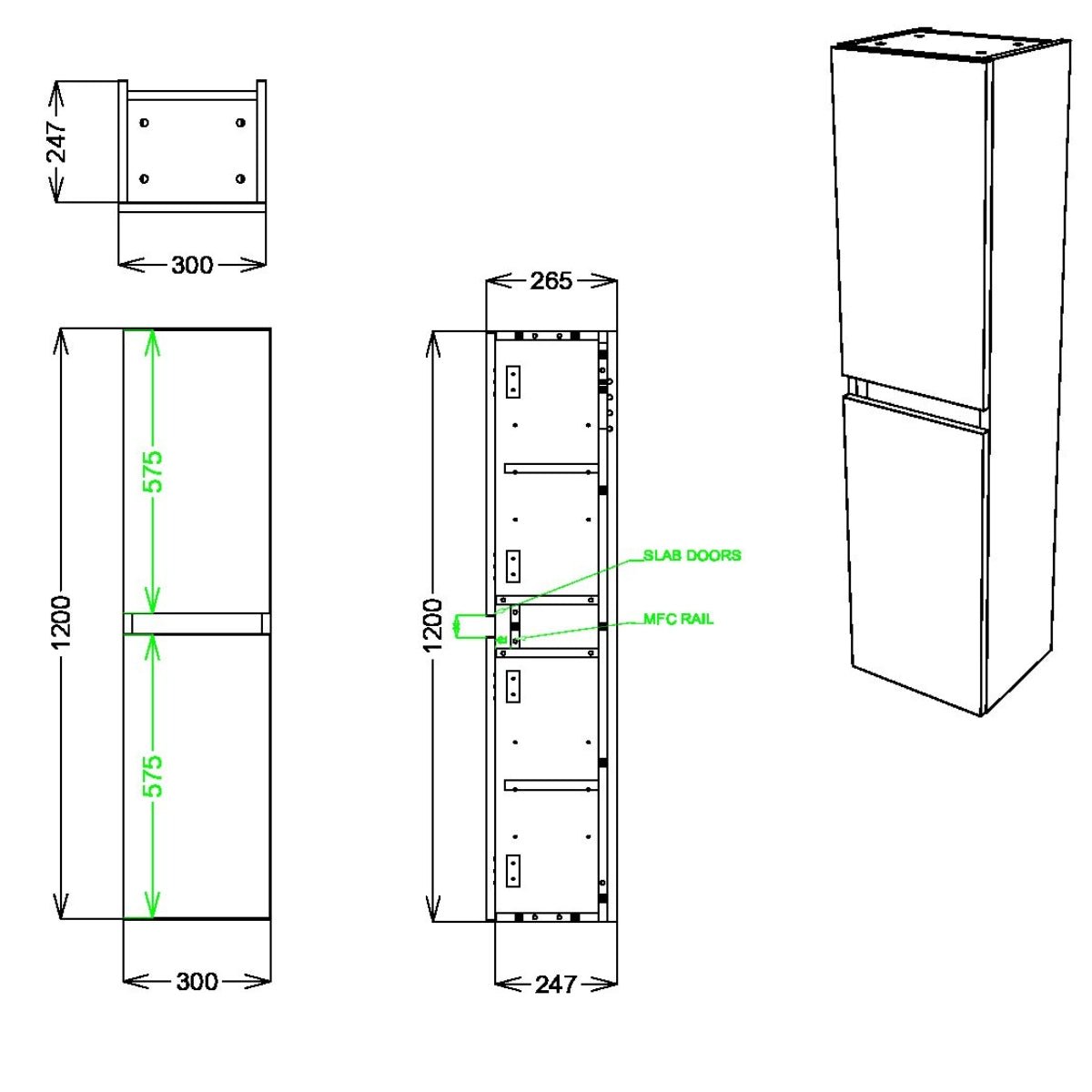 AM00115 - Amara Reeth Tall Wall Mounted Bathroom Cupboard in Davos Oak - Coa Living