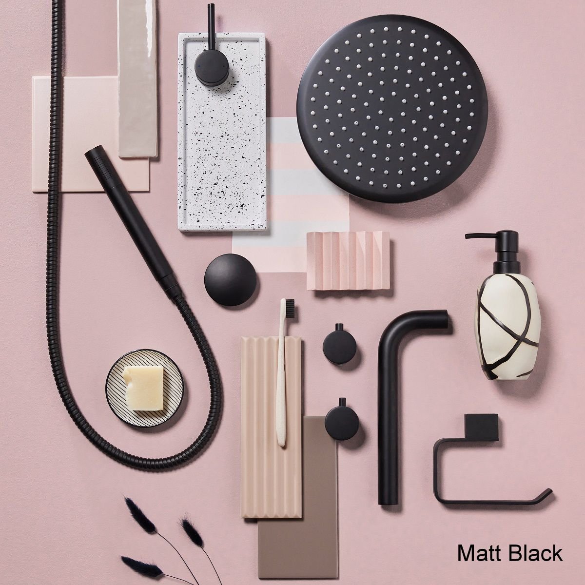 AM00175 - Amara Round Bath Filler Overflow with Click Clack Waste in Matt Black - Coa Living