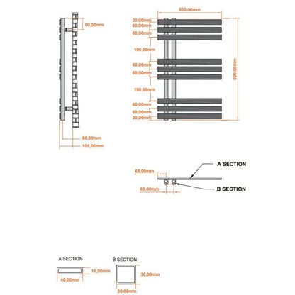 AM00207 - Amara Brack Central Heating Towel Rail in Anthracite - Coa Living