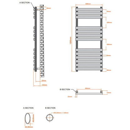 AM00311 - Amara Parkin Central Heating Towel Rail in Chrome - Coa Living