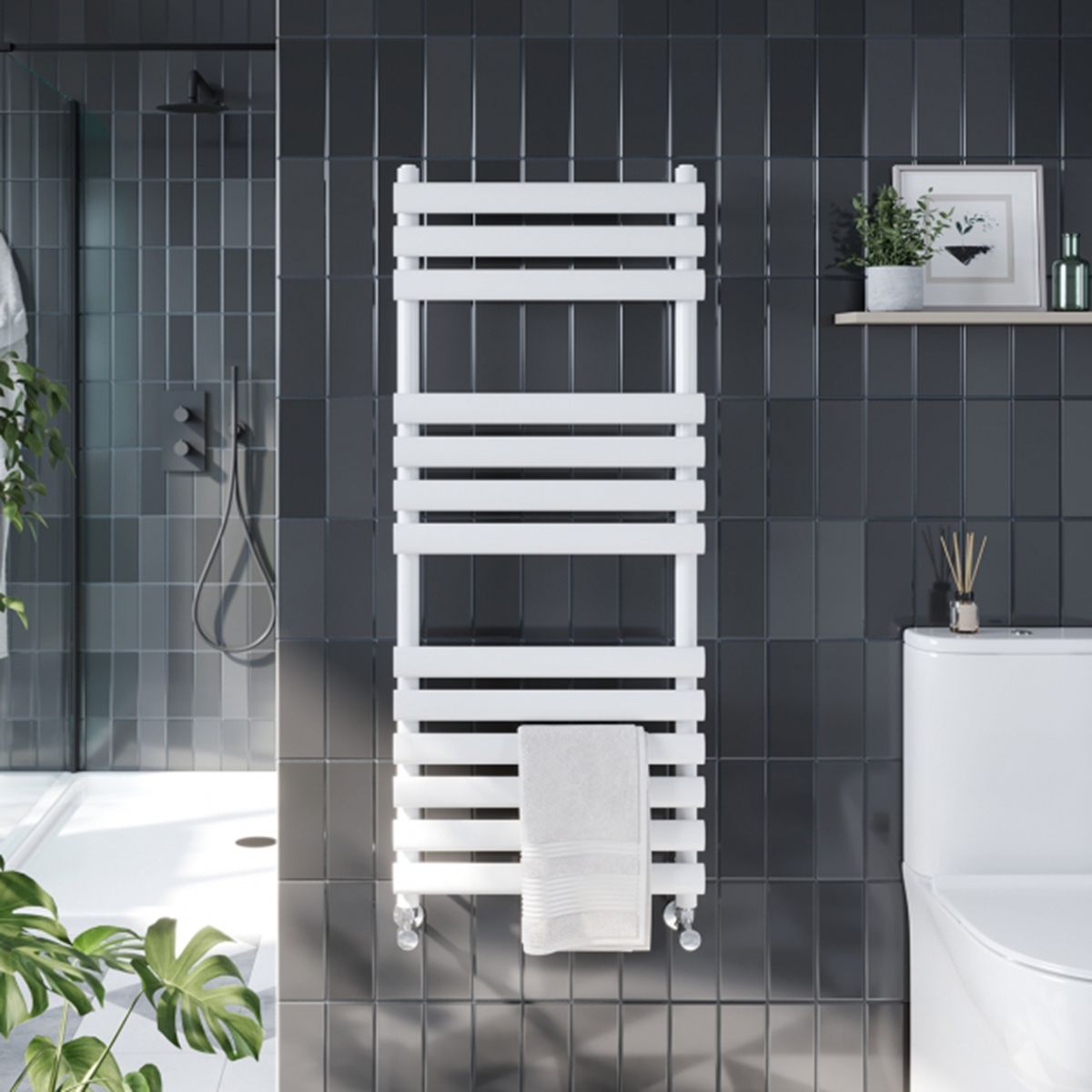 AM00313 - Amara Parkin Central Heating Towel Rail in White - Coa Living