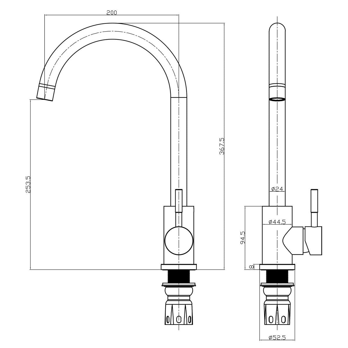 AM00434 - Amara Runswick Single Lever Kitchen Tap in Chrome - Coa Living