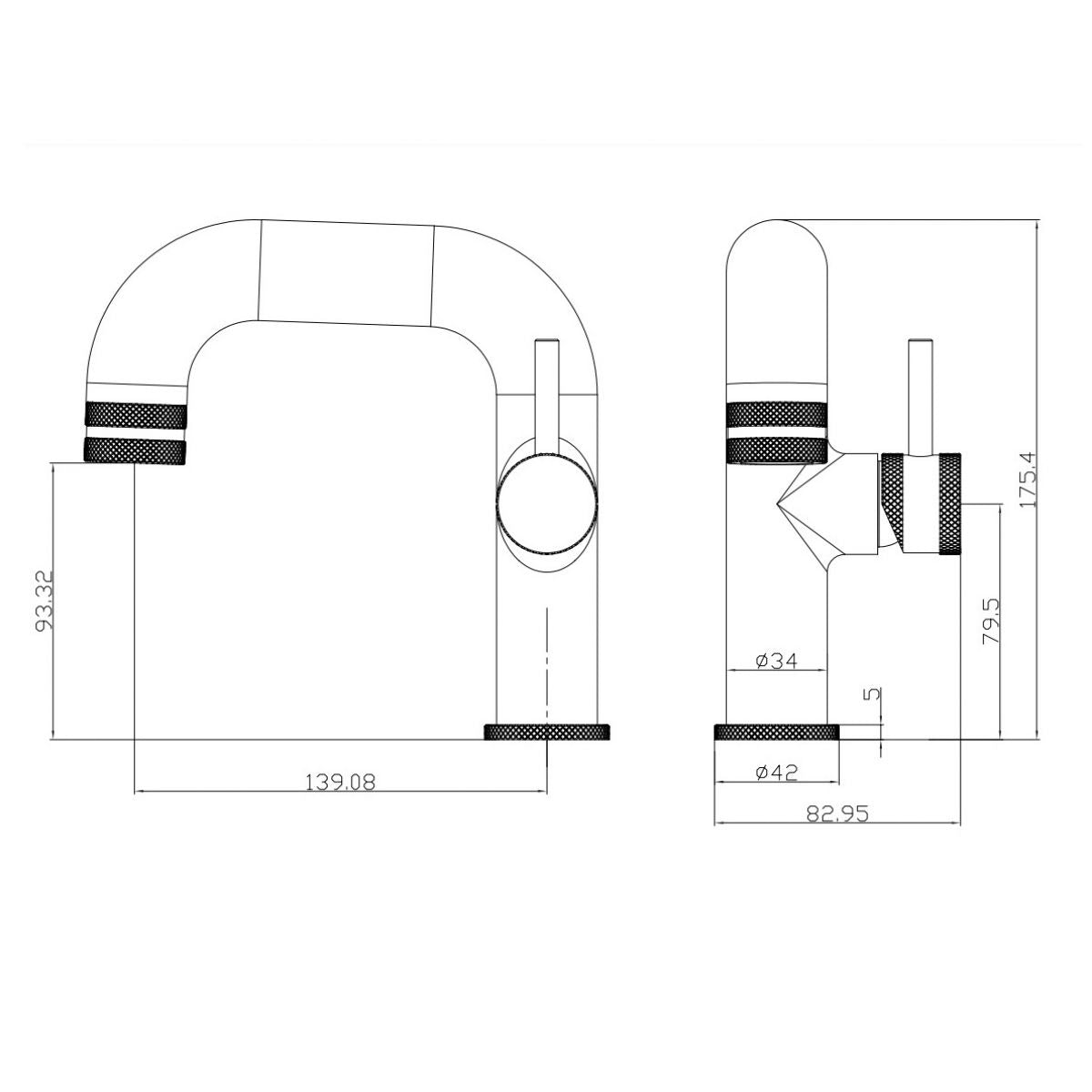 AM00486 - Amara Runswick Side-Lever Basin Mixer Tap in Gunmetal - Coa Living