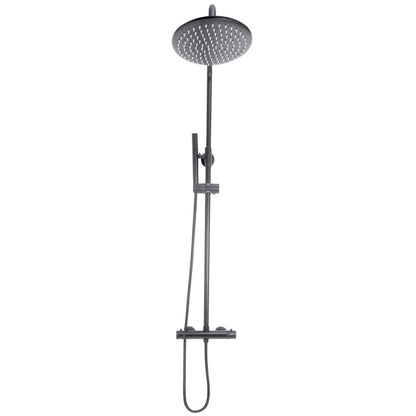 AM00500 - Amara Runswick Round Rigid Riser Shower in Gunmetal - Coa Living