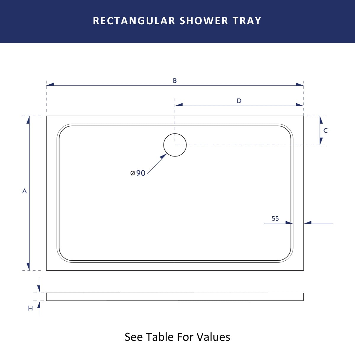 AM00529 - Amara Rectangular Shower Tray - Coa Living