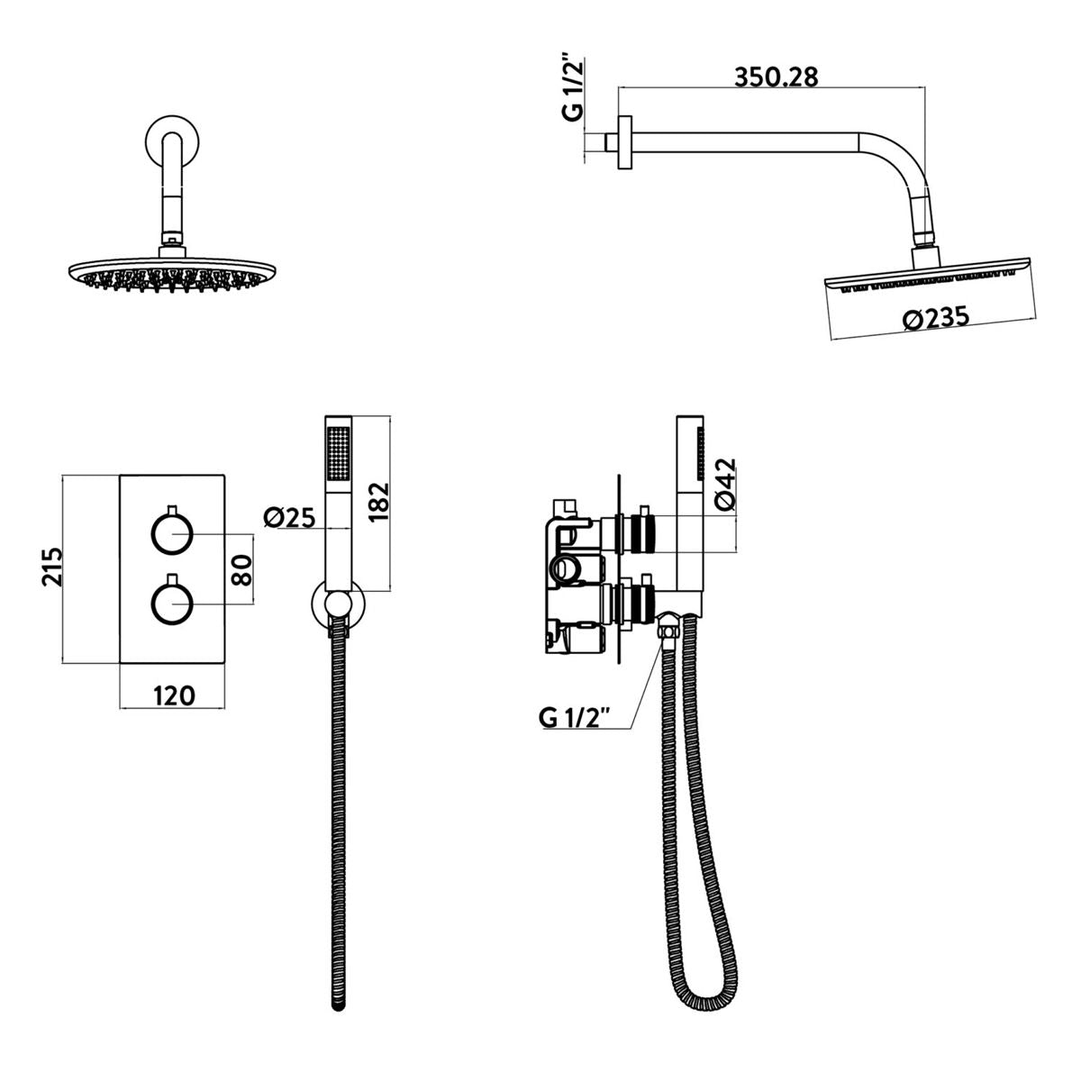 AM00571 - Amara Runswick Round Wall Mounted Shower Set in Chrome - Coa Living