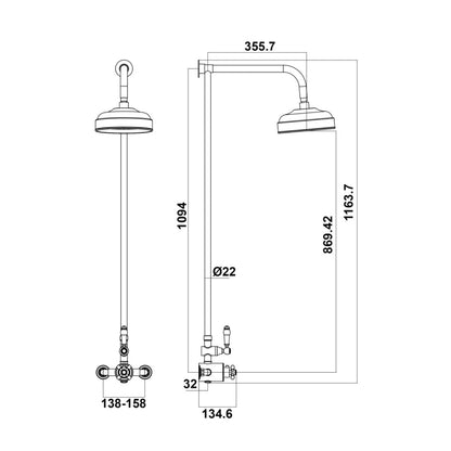 AM00578 - Amara Middleham Rigid Riser Shower in Chrome - Coa Living