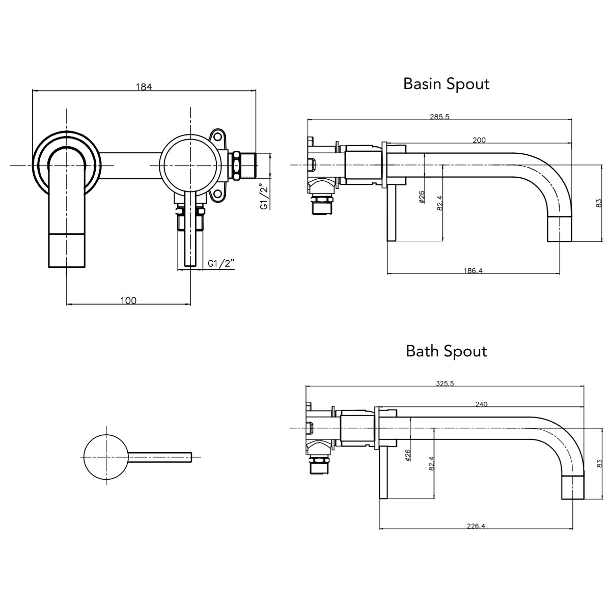 AM00588 - Amara Runswick Wall Mounted Mixer Tap in Brushed Bronze - Coa Living