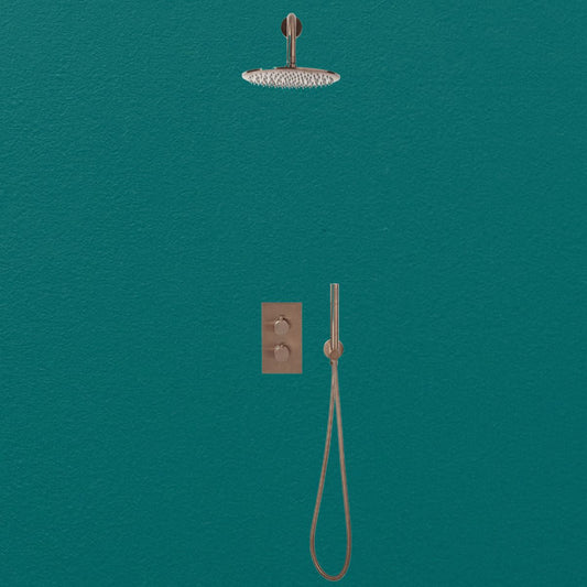 AM00592 - Amara Runswick Round Wall Mounted Shower Set in Brushed Bronze - Coa Living