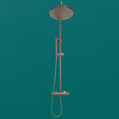 AM00593 - Amara Runswick Round Rigid Riser Shower in Brushed Bronze - Coa Living