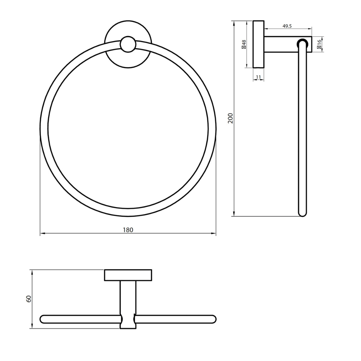 AM00600 - Amara Lythe Wall Mounted Towel Ring in Chrome - Coa Living