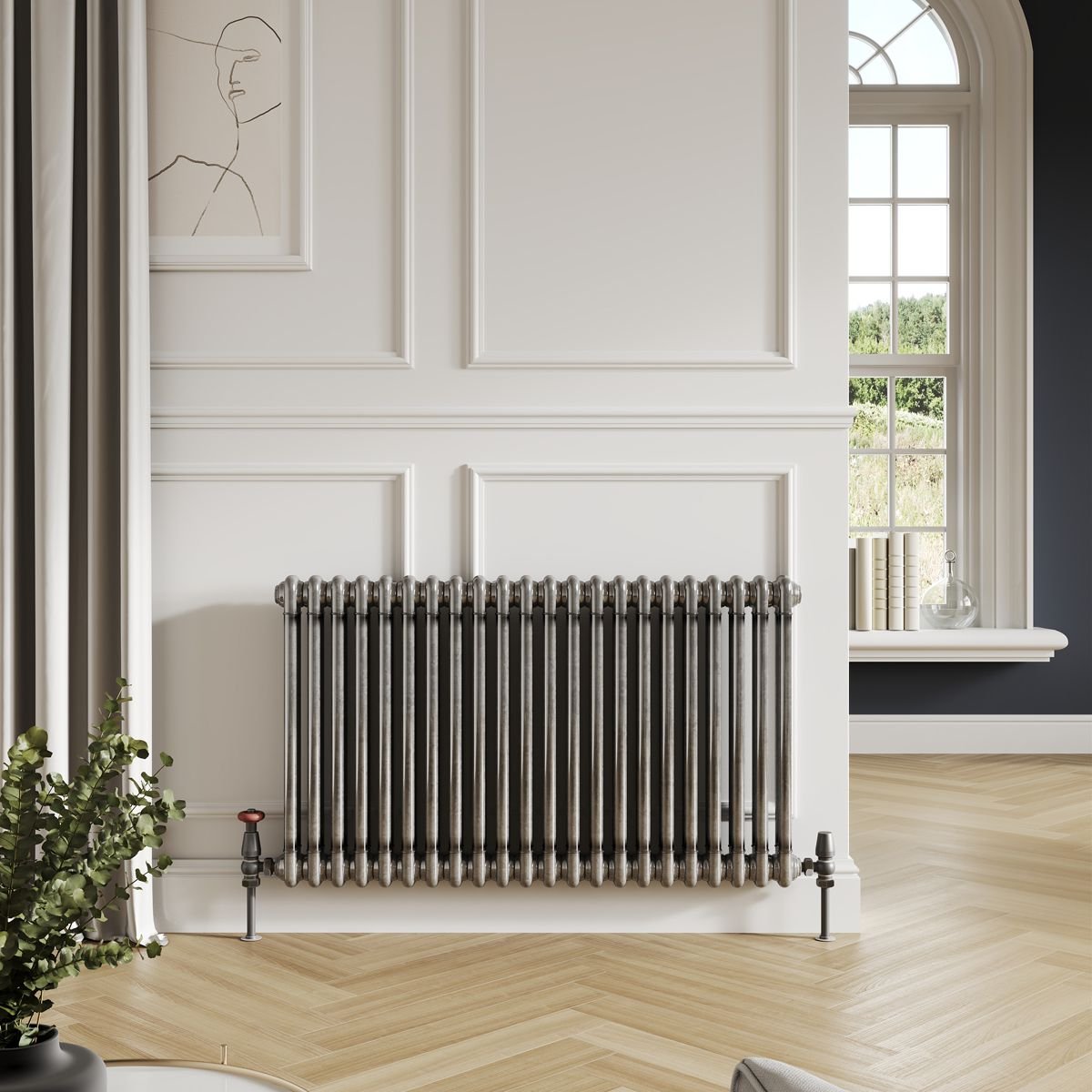 AM00615 - Amara 2 Column Horizontal Radiator in Lacquered Raw Metal - Coa Living