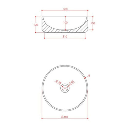 AM00675 - Amara Staithes Round Marble Countertop Basin in Venato White - Coa Living