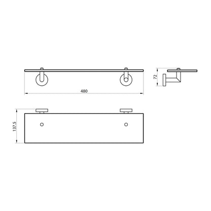 AM00691 - Amara Lythe Glass Bathroom Shelf in Chrome - Coa Living