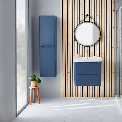 AM00827 - Amara Sawley Tall Wall Mounted Bathroom Cupboard in Matt Twilight Blue - Coa Living