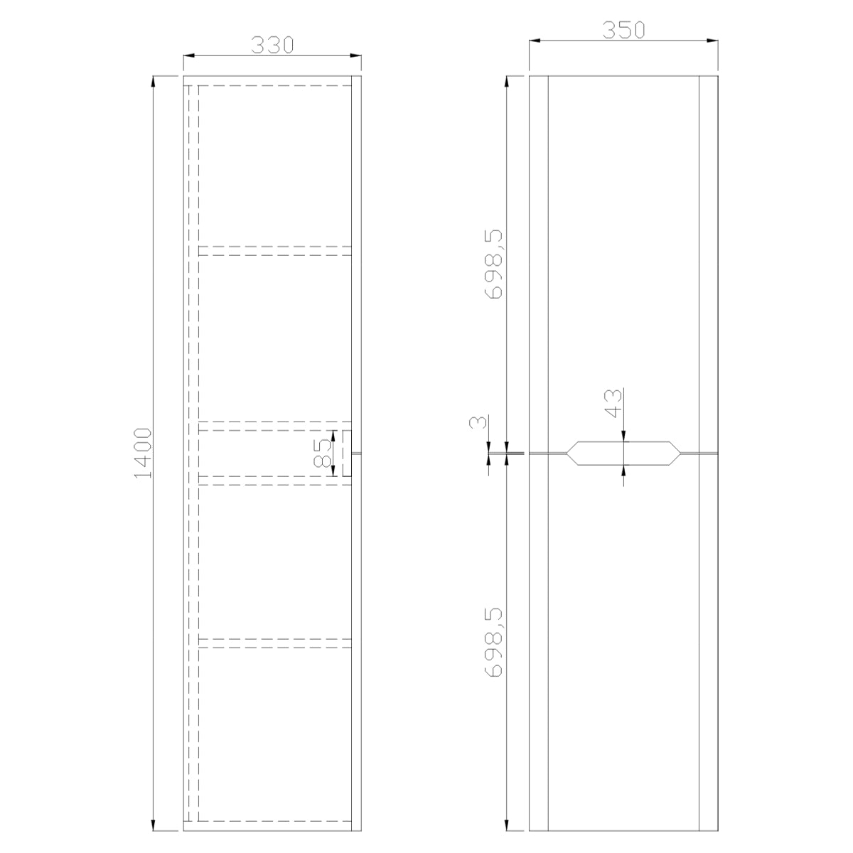 AM00828 - Amara Sawley Tall Wall Mounted Bathroom Cupboard in Matt Sage Green - Coa Living