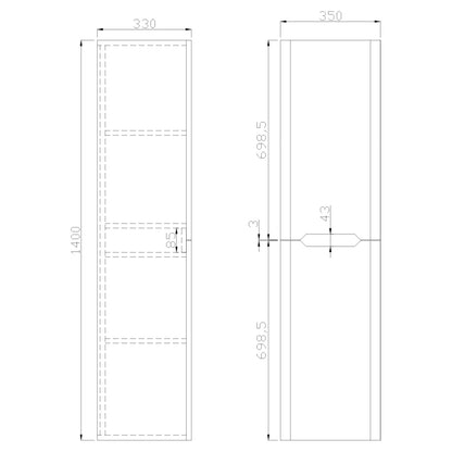 AM00829 - Amara Sawley Tall Wall Mounted Bathroom Cupboard in Matt Anthracite - Coa Living