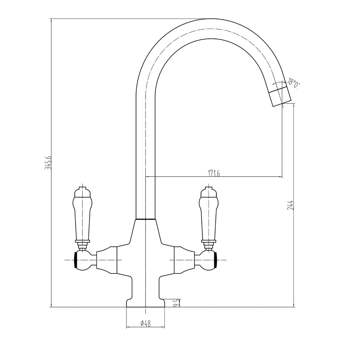 AM00840 - Amara Grantley Kitchen Tap in Chrome - Coa Living