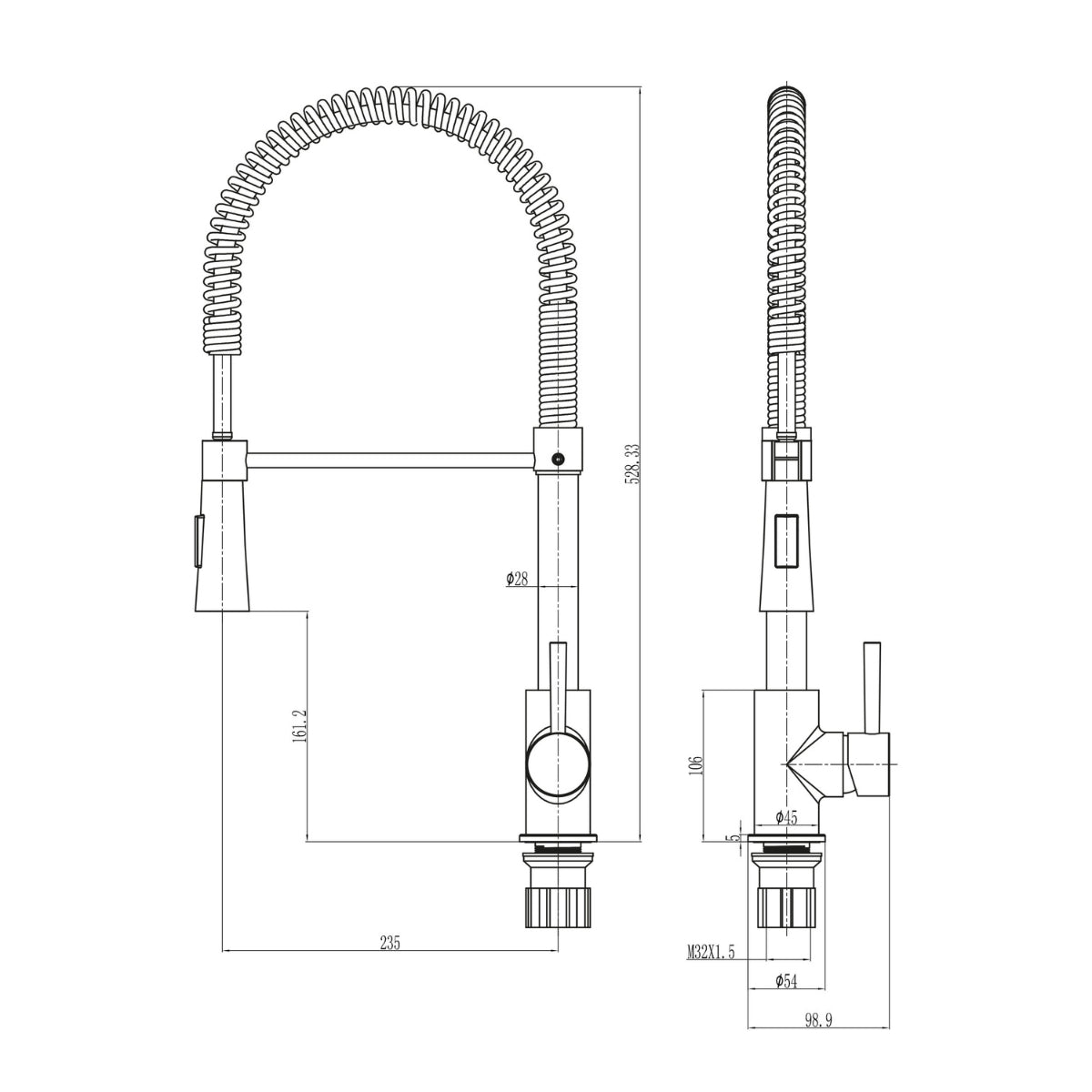 AM00843 - Amara Dacre Flexible Hose Kitchen Tap in Brushed Nickel - Coa Living