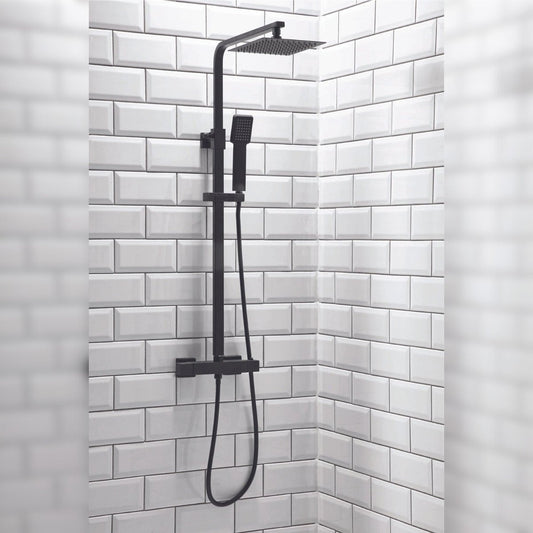 AM00849 - Amara Square Rigid Riser Shower in Matt Black - Coa Living