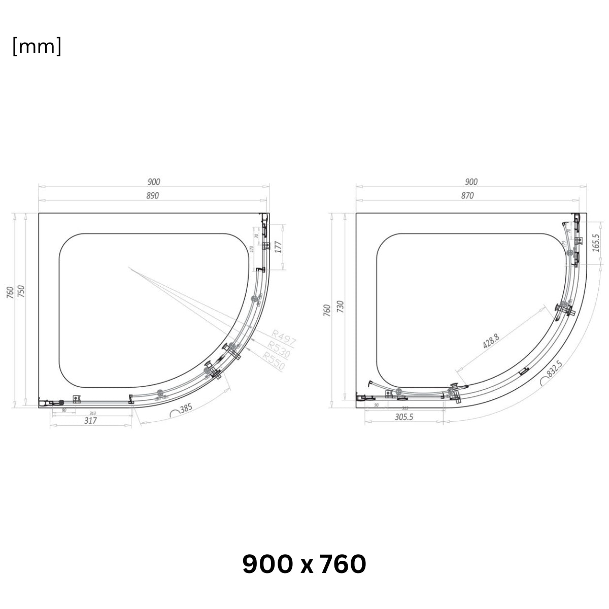 AM00851 - Amara Levisham Double Door Quadrant Shower Enclosure in Chrome - Coa Living