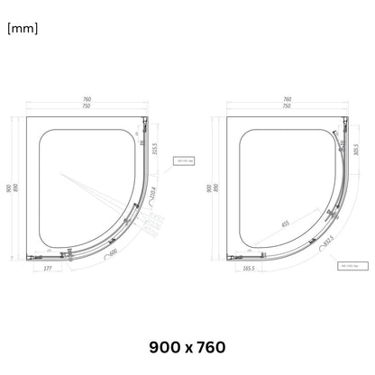 AM00857 - Amara Levisham Single Door Quadrant Shower Enclosure in Chrome - Coa Living