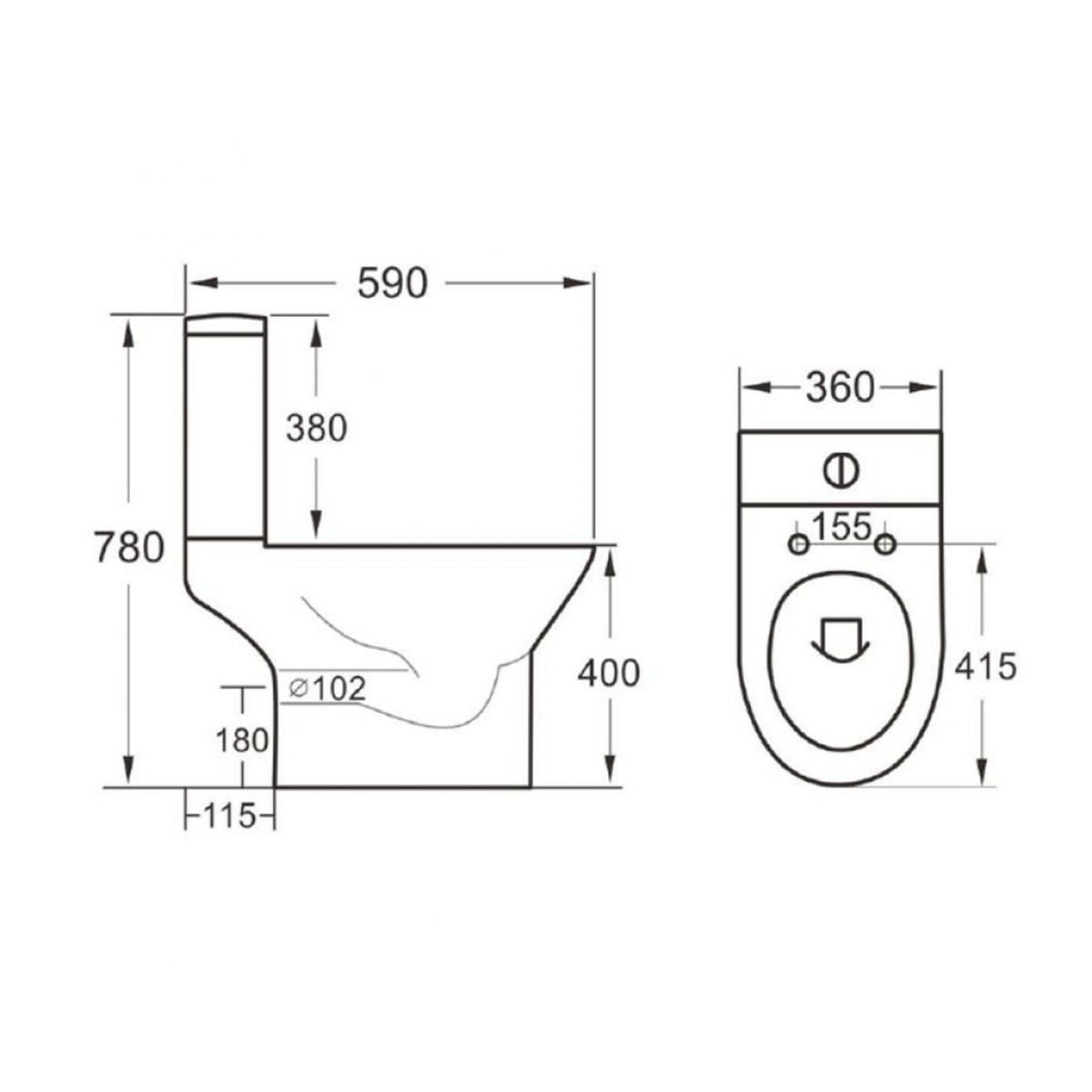 '- Amara Pickering Close Coupled Open Back Toilet in White - Coa Living