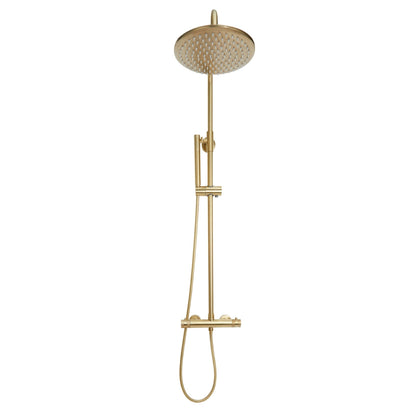 Amara Runswick Round Rigid Riser Shower in Brushed Brass