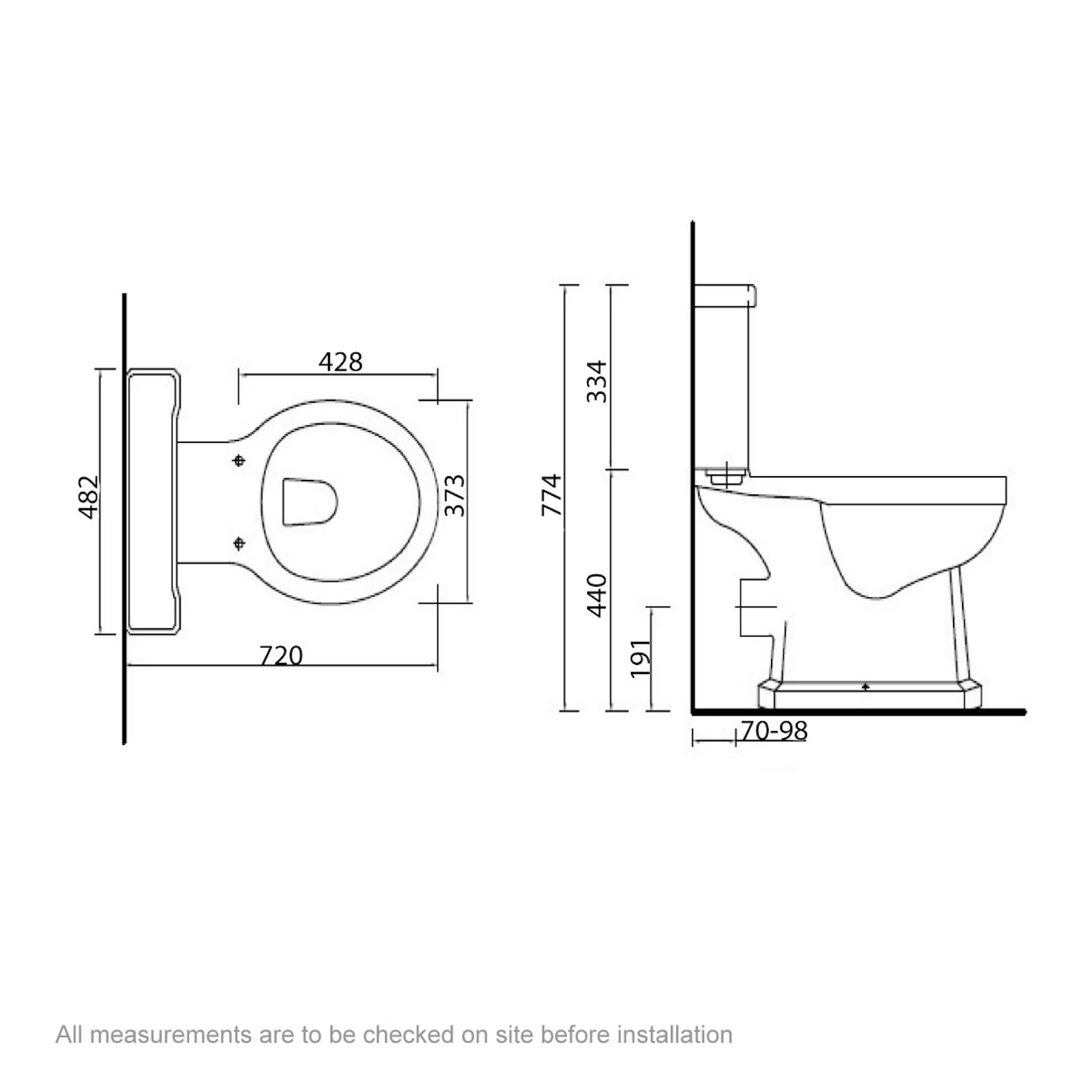 Bedlam Traditional Close Coupled Toilet With Soft Close Seat